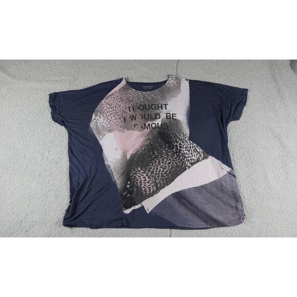 All Saints Womens T Shirt Small Pina Rip Graphic Tee Mulitcolor Oversized - Picture 1 of 7